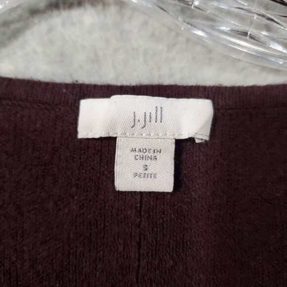 J.Jill Sweater Womens Petite Small Red Cotton Blend Knit V Neck Seamed Pullover - Picture 2 of 7